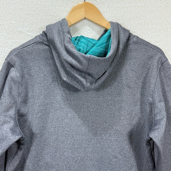Under Armour ColdGear Hoodie Sweatshirt Gray Blue Logo Size Large Semi-Fitted - Picture 7 of 10